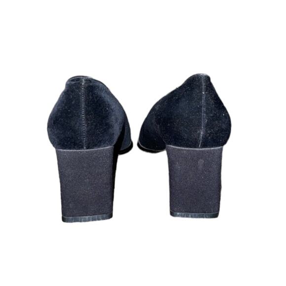 NWOB Hillard & Hanson Vintage Velvet Floral Stitching Black Square Pump Size 8 - Picture 3 of 5